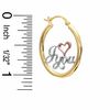 Thumbnail Image 1 of I Love You Hoop Earrings in 10K Tube Hollow Tri-Tone Gold
