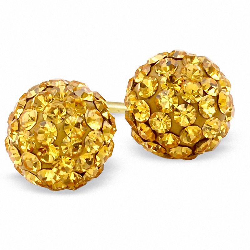 Main Image 1 of 6mm Champagne Crystal Ball Stud Earrings in 10K Gold