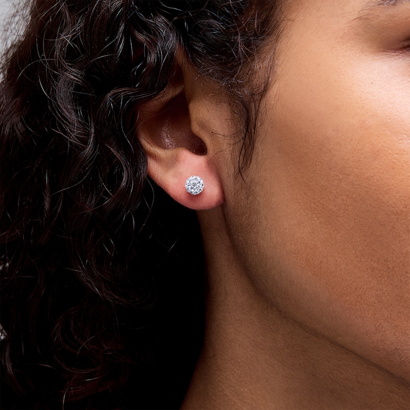 Main Image 2 of 6mm White Crystal Ball Stud Earrings in 10K Gold