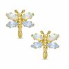 Thumbnail Image 0 of Simulated Opal and Aquamarine Dragonfly Stud Earrings in 10K Gold