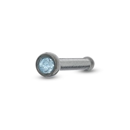 Titanium Light Blue Crystal Piercing Stud Nose Ring - 20G