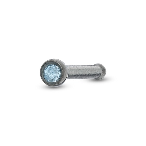 Titanium Light Blue Crystal Piercing Stud Nose Ring - 20G 