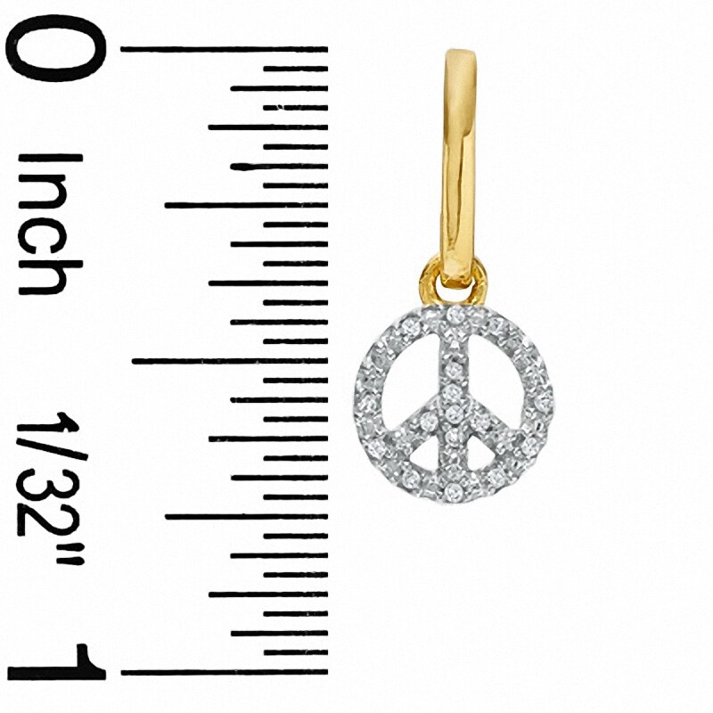 Diamond Accent Peace Sign Dangle Earrings in 10K Gold