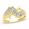 Thumbnail Image 0 of 1/6 CT. T.W. Diamond Swirl "MOM" Ring in 10K Gold - Size 7