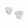 White Crystal Heart Stud Earrings in Sterling Silver