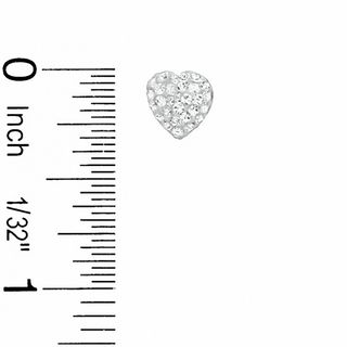 White Crystal Heart Stud Earrings in Sterling Silver