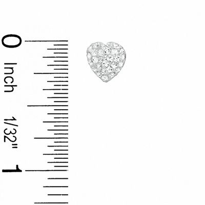 White Crystal Heart Stud Earrings in Sterling Silver