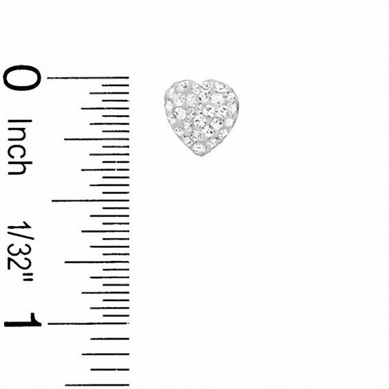 White Crystal Heart Stud Earrings in Sterling Silver