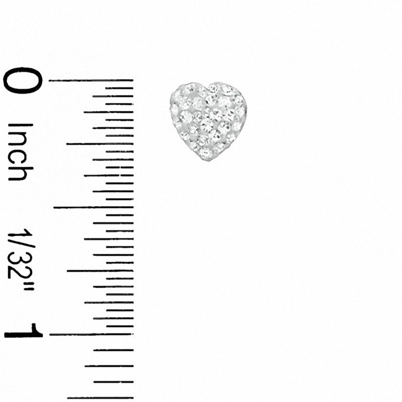 White Crystal Heart Stud Earrings in Sterling Silver