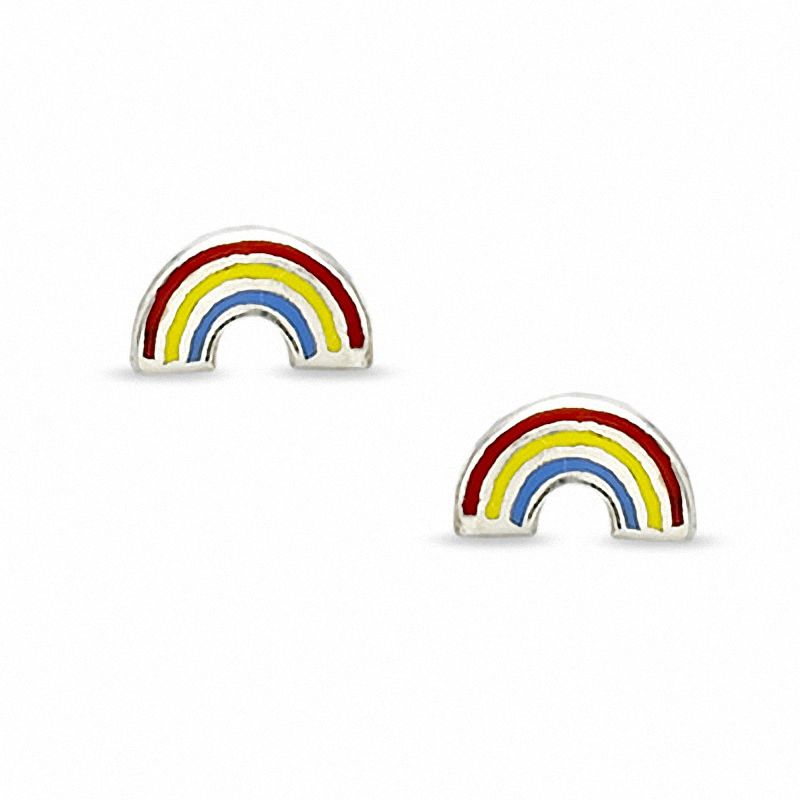 Child's Enamel Rainbow Stud Earrings in Sterling Silver
