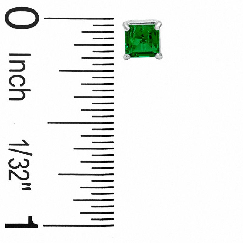 Main Image 2 of 4mm Princess-Cut Lab-Created Emerald Stud Earrings in 10K Gold