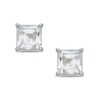 Thumbnail Image 1 of 4mm Square-Cut Lab-Created White Sapphire Stud Earrings in 10K White Gold