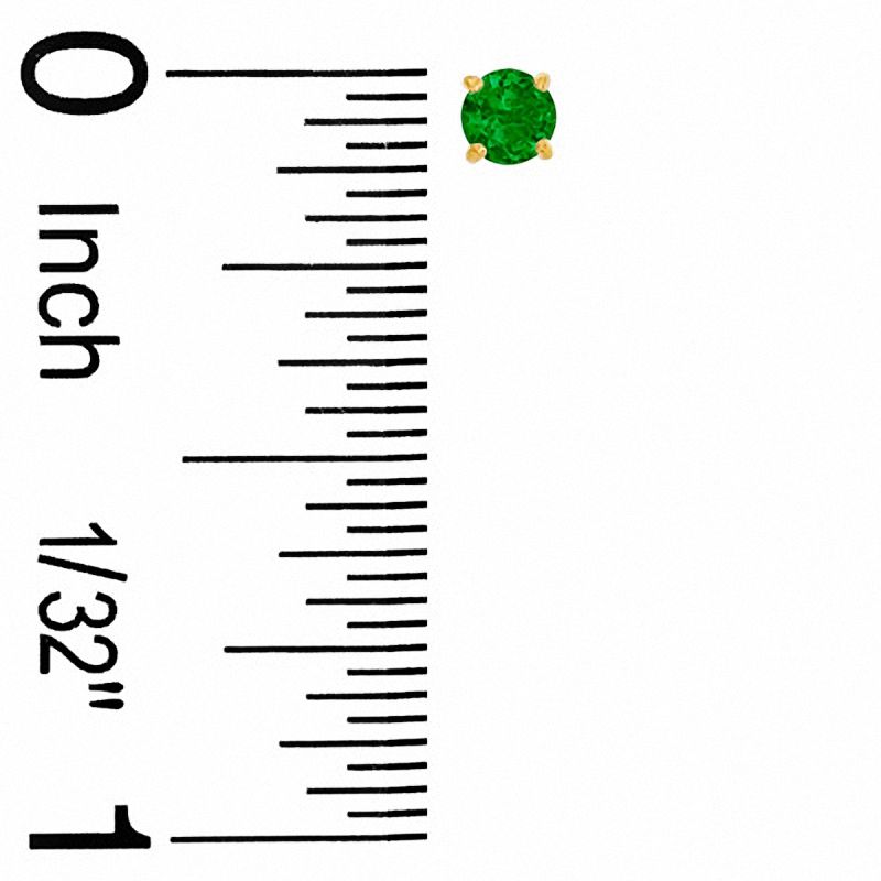 Main Image 2 of 3mm Lab-Created Emerald Stud Earrings in 10K Gold