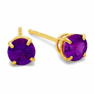 3mm Lab-Created Alexandrite Stud Earrings in 10K Gold