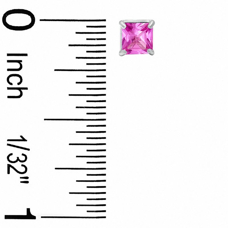 4mm Princess-Cut Lab-Created Pink Sapphire Stud Earrings in 10K Gold