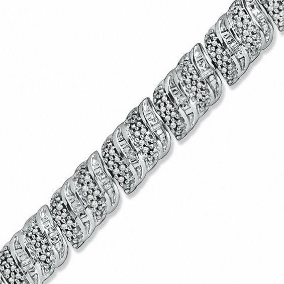 1 CT. T.W. Diamond Fashion Bracelet in Sterling Silver - 7.5"