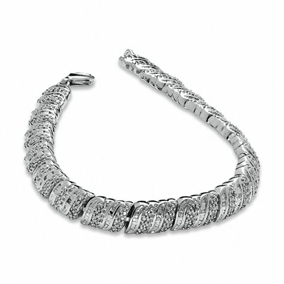 1 CT. T.W. Diamond Fashion Bracelet in Sterling Silver - 7.5"