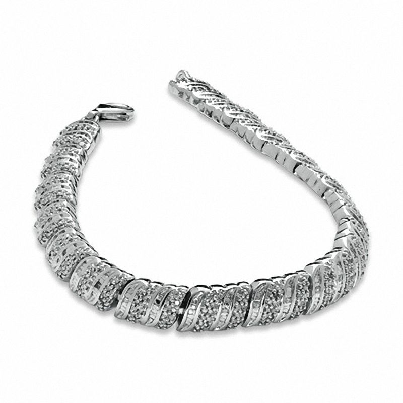 Main Image 2 of 1 CT. T.W. Diamond Fashion Bracelet in Sterling Silver - 7.5"