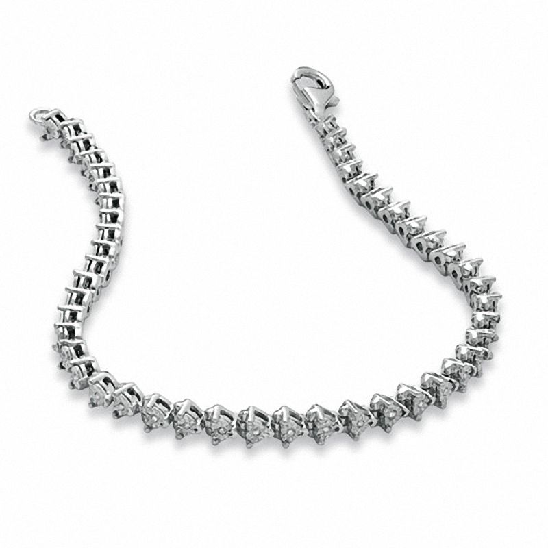 Main Image 2 of 1/5 CT. T.W. Diamond Tennis Bracelet in Sterling Silver