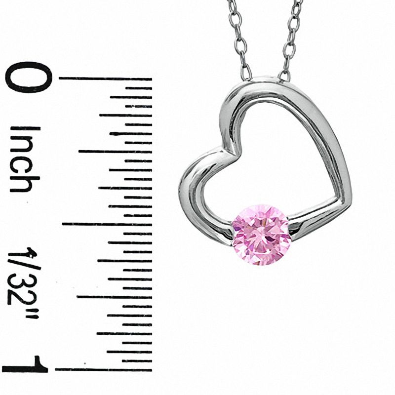 Main Image 2 of 5mm Pink Cubic Zirconia Heart Pendant and Heart-Shaped Stud Earrings Set in Sterling Silver