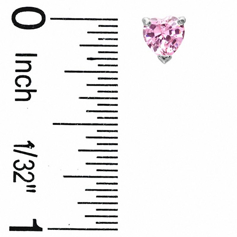 Main Image 3 of 5mm Pink Cubic Zirconia Heart Pendant and Heart-Shaped Stud Earrings Set in Sterling Silver
