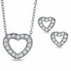 Thumbnail Image 1 of Cubic Zirconia Open Heart Pendant and Earrings Set in Sterling Silver
