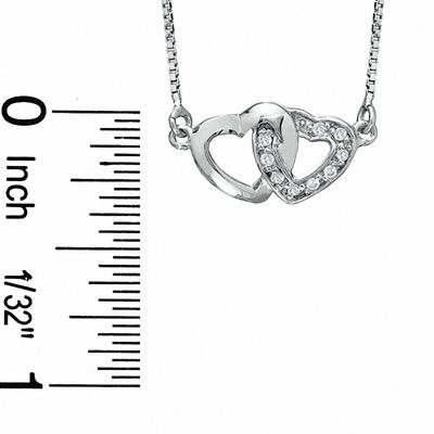 Cubic Zirconia Double Heart Pendant and Earrings Set in Sterling Silver