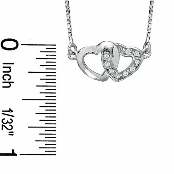 Cubic Zirconia Double Heart Pendant and Earrings Set in Sterling Silver