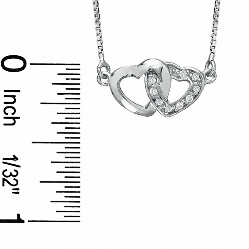Cubic Zirconia Double Heart Pendant and Earrings Set in Sterling Silver