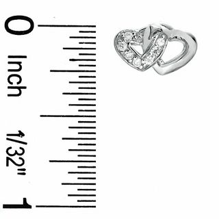 Cubic Zirconia Double Heart Pendant and Earrings Set in Sterling Silver
