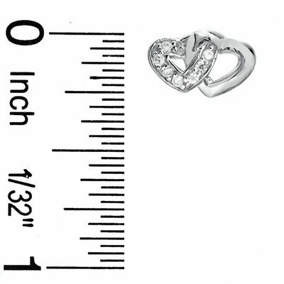 Cubic Zirconia Double Heart Pendant and Earrings Set in Sterling Silver