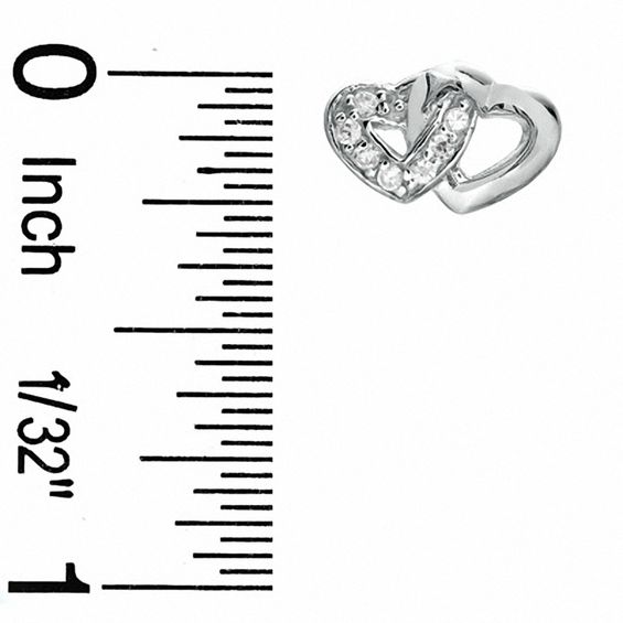 Cubic Zirconia Double Heart Pendant and Earrings Set in Sterling Silver
