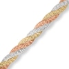 Thumbnail Image 1 of 030 Gauge Braided Herringbone Bracelet in Sterling Silver with 14K Tri-Tone Gold Plate - 7.25"