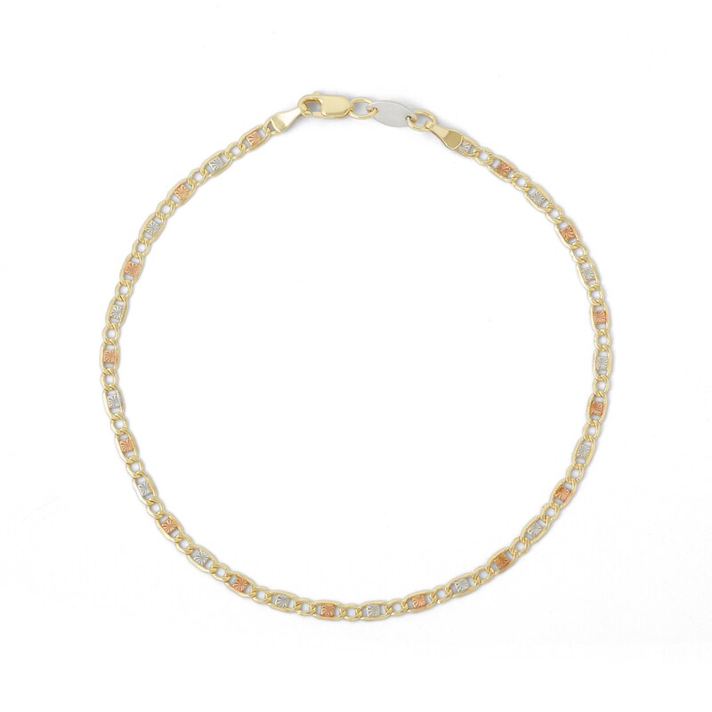 Main Image 2 of 14K Tri-Tone Gold Bonded Sterling Silver 060 Gauge Hammered Anklet - 9"