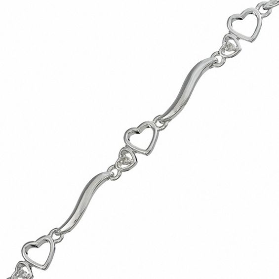 Diamond Accent Heart Bracelet in Sterling Silver