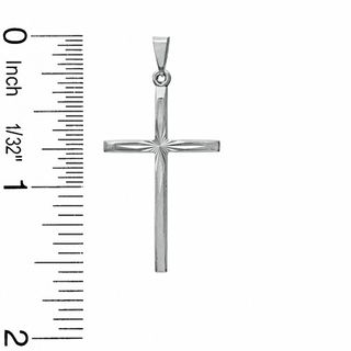 Diamond-Cut Cross Charm in 10K White Gold