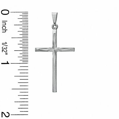 Diamond-Cut Cross Charm in 10K White Gold
