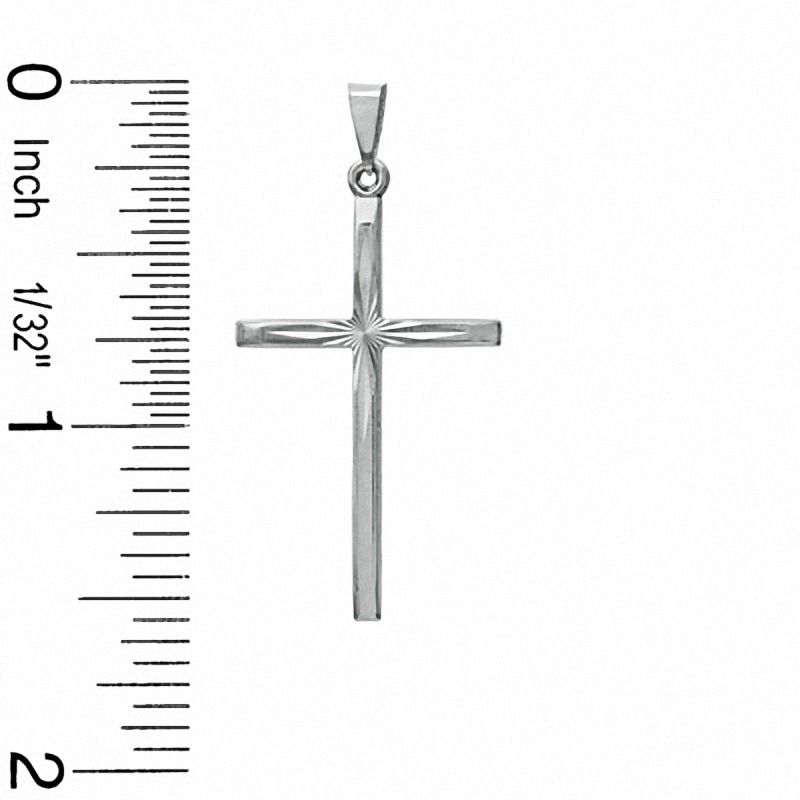 Main Image 2 of Diamond-Cut Cross Charm in 10K White Gold