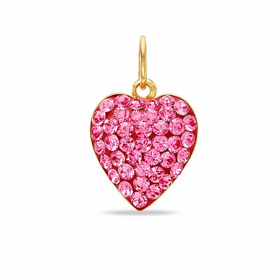 Red Crystal Heart Charm in 10K Gold