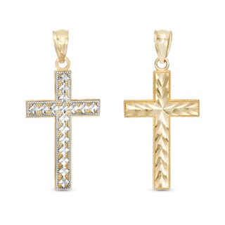 Reversible Cross Charm in 10K Solid Two-Tone Gold