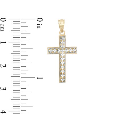 Reversible Cross Charm in 10K Solid Two-Tone Gold