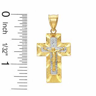 Spanish Our Father Prayer Crucifix Charm in 10K Two-Tone Gold