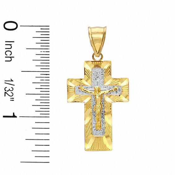 Spanish Our Father Prayer Crucifix Charm in 10K Two-Tone Gold