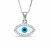 Thumbnail Image 1 of Cubic Zirconia and Glass Evil Eye Pendant in Sterling Silver