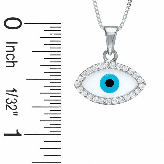 Cubic Zirconia and Glass Evil Eye Pendant in Sterling Silver