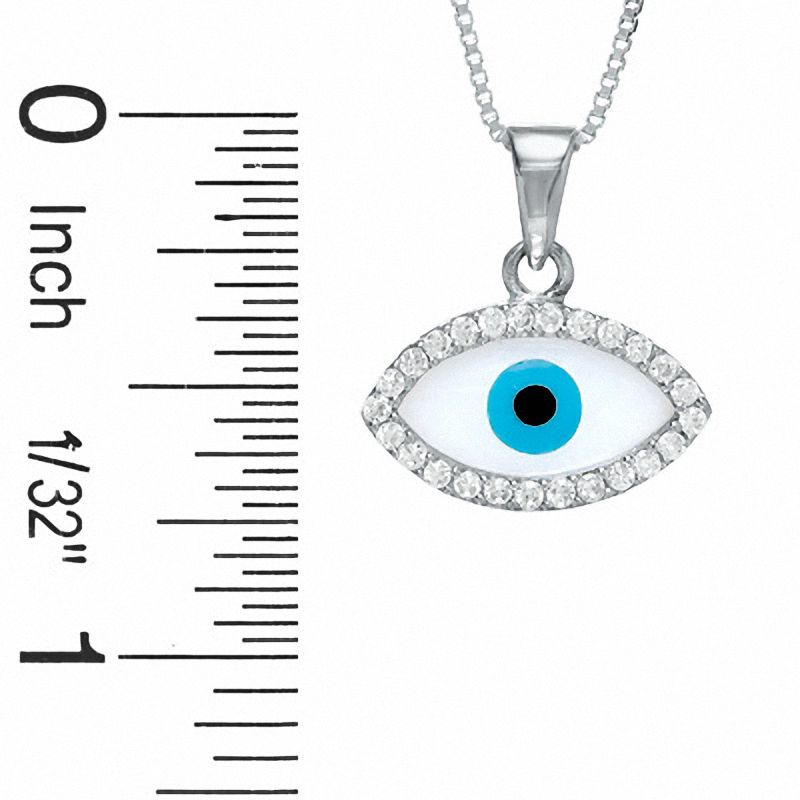 Main Image 2 of Cubic Zirconia and Glass Evil Eye Pendant in Sterling Silver