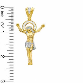 Cubic Zirconia Crucifix Charm in 10K Two-Tone Gold