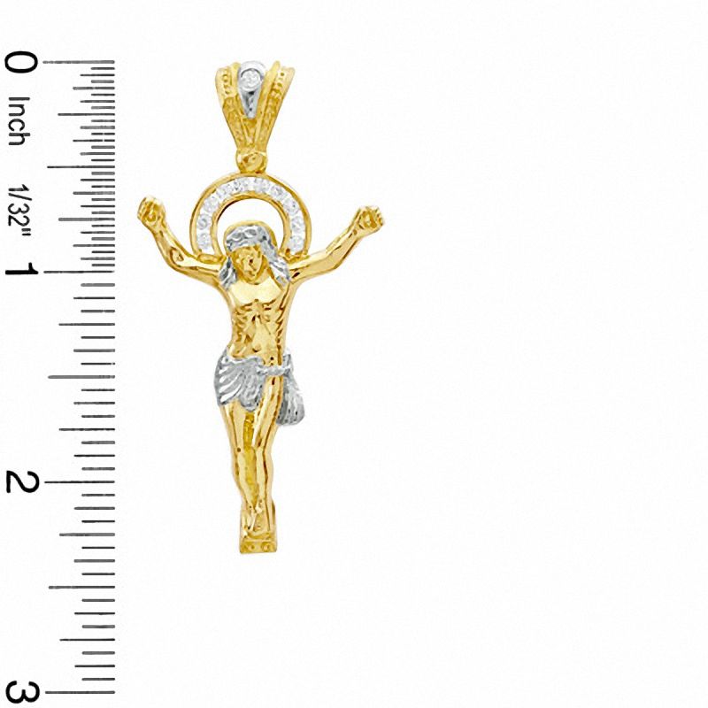 Main Image 2 of Cubic Zirconia Crucifix Charm in 10K Two-Tone Gold