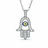 Thumbnail Image 1 of Cubic Zirconia Hamsa with Glass Evil Eye Pendant in Sterling Silver