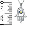 Thumbnail Image 2 of Cubic Zirconia Hamsa with Glass Evil Eye Pendant in Sterling Silver